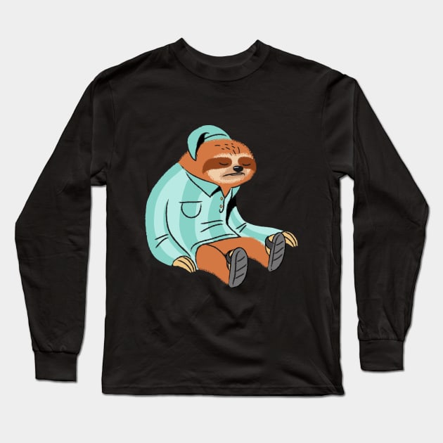 Sleepy Sloth Long Sleeve T-Shirt by Kamran Sharjeel